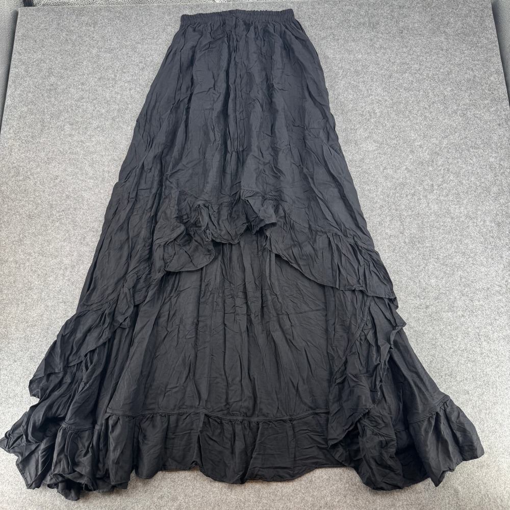 Camaroha Sutra Skirt Womens S High-Low Ruffle Tiered Black Bohemian NEW